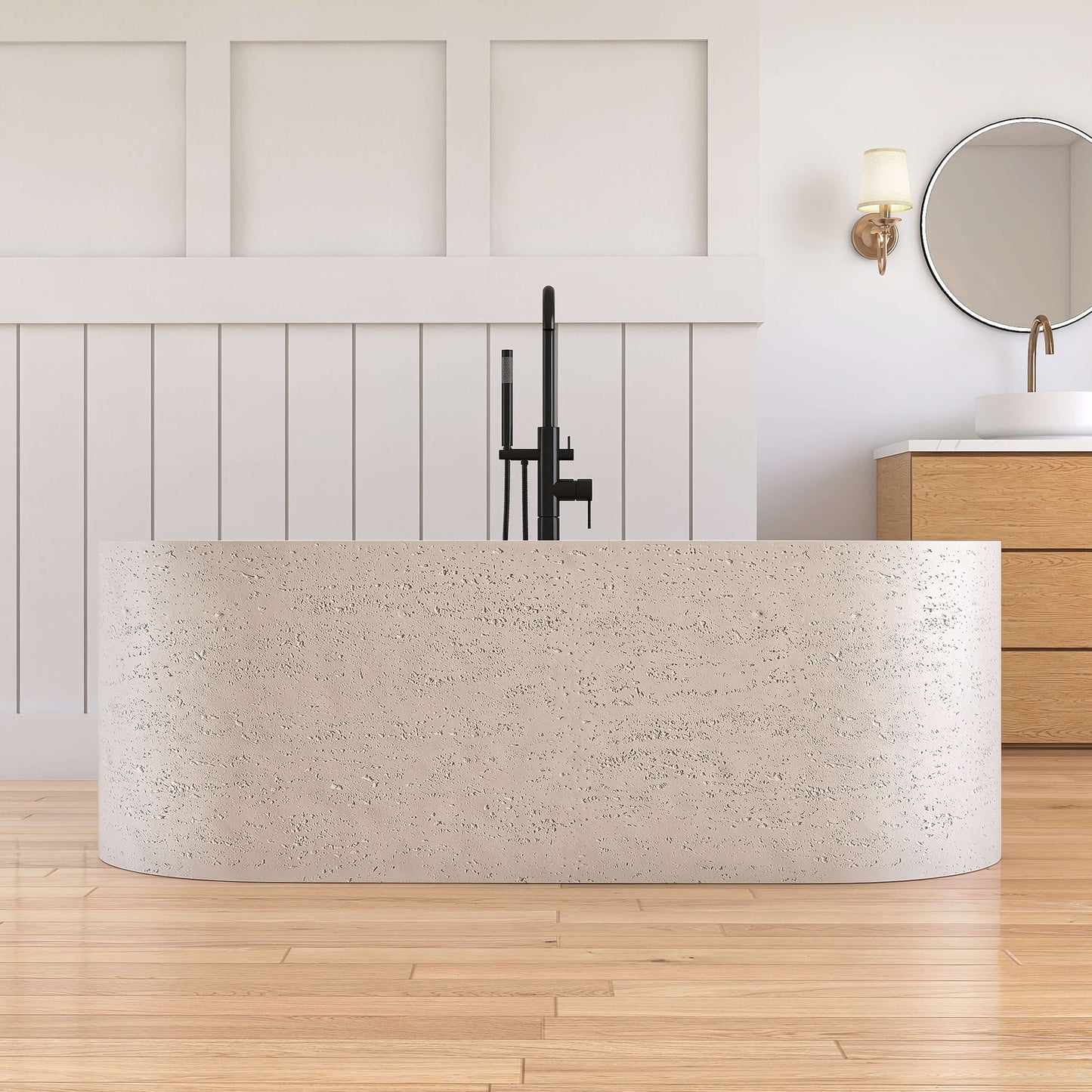 Medunjess 63'' Morae Freestanding Bathtub Solid Surface Stone