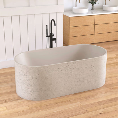 Medunjess 63'' Morae Freestanding Bathtub Solid Surface Stone