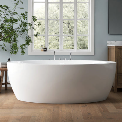 Medunjess 71'' Aura Freestanding acrylic massage bathtub，6-nozzle massage