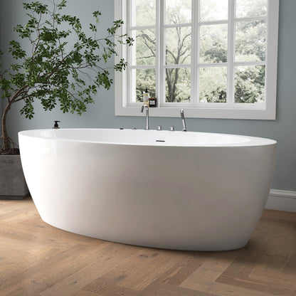 Medunjess 71'' Aura Freestanding acrylic massage bathtub，6-nozzle massage