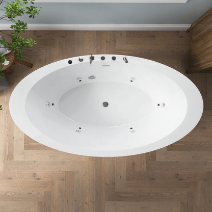 Medunjess 71'' Aura Freestanding acrylic massage bathtub，6-nozzle massage