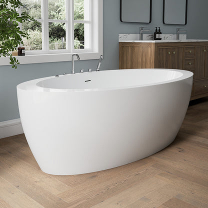 Medunjess 71'' Aura Freestanding acrylic massage bathtub，6-nozzle massage