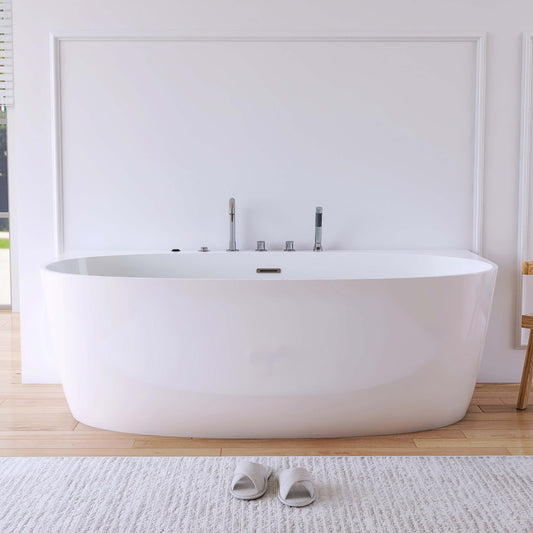 Medunjess 67” Element Freestanding acrylic massage bathtub，6-nozzle massage