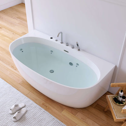 Medunjess 67” Element Freestanding acrylic massage bathtub，6-nozzle massage