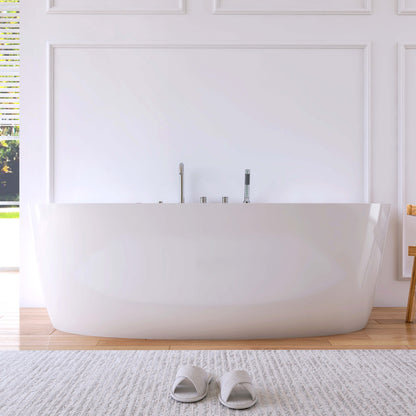 Medunjess 67” Element Freestanding acrylic massage bathtub，6-nozzle massage