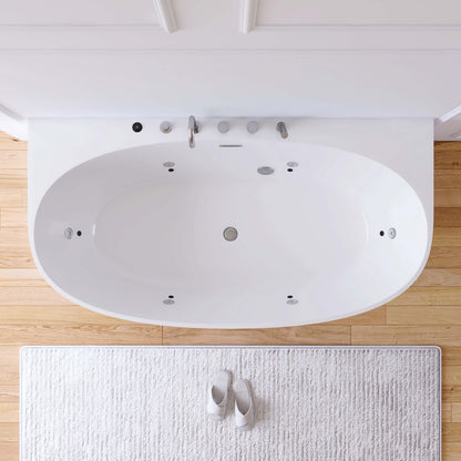 Medunjess 67” Element Freestanding acrylic massage bathtub，6-nozzle massage