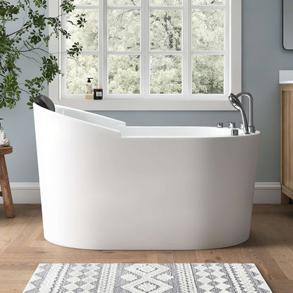 Medunjess 51'' Gleam Freestanding acrylic massage bathtub，6-nozzle massage