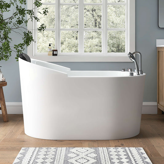 Medunjess 51'' Gleam Freestanding acrylic massage bathtub，6-nozzle massage