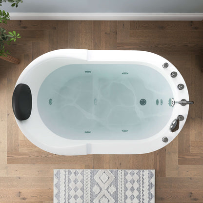 Medunjess 51'' Gleam Freestanding acrylic massage bathtub，6-nozzle massage