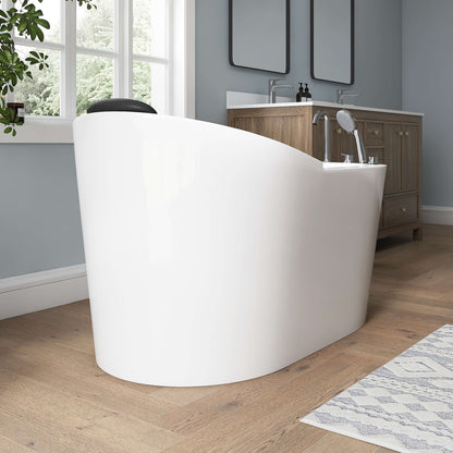 Medunjess 51'' Gleam Freestanding acrylic massage bathtub，6-nozzle massage