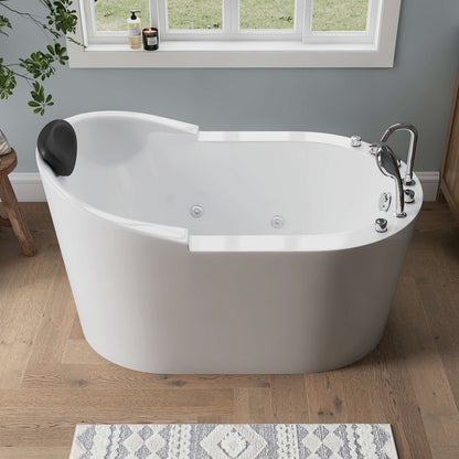 Medunjess 51'' Gleam Freestanding acrylic massage bathtub，6-nozzle massage