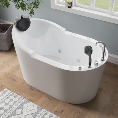 Medunjess 51'' Gleam Freestanding acrylic massage bathtub，6-nozzle massage