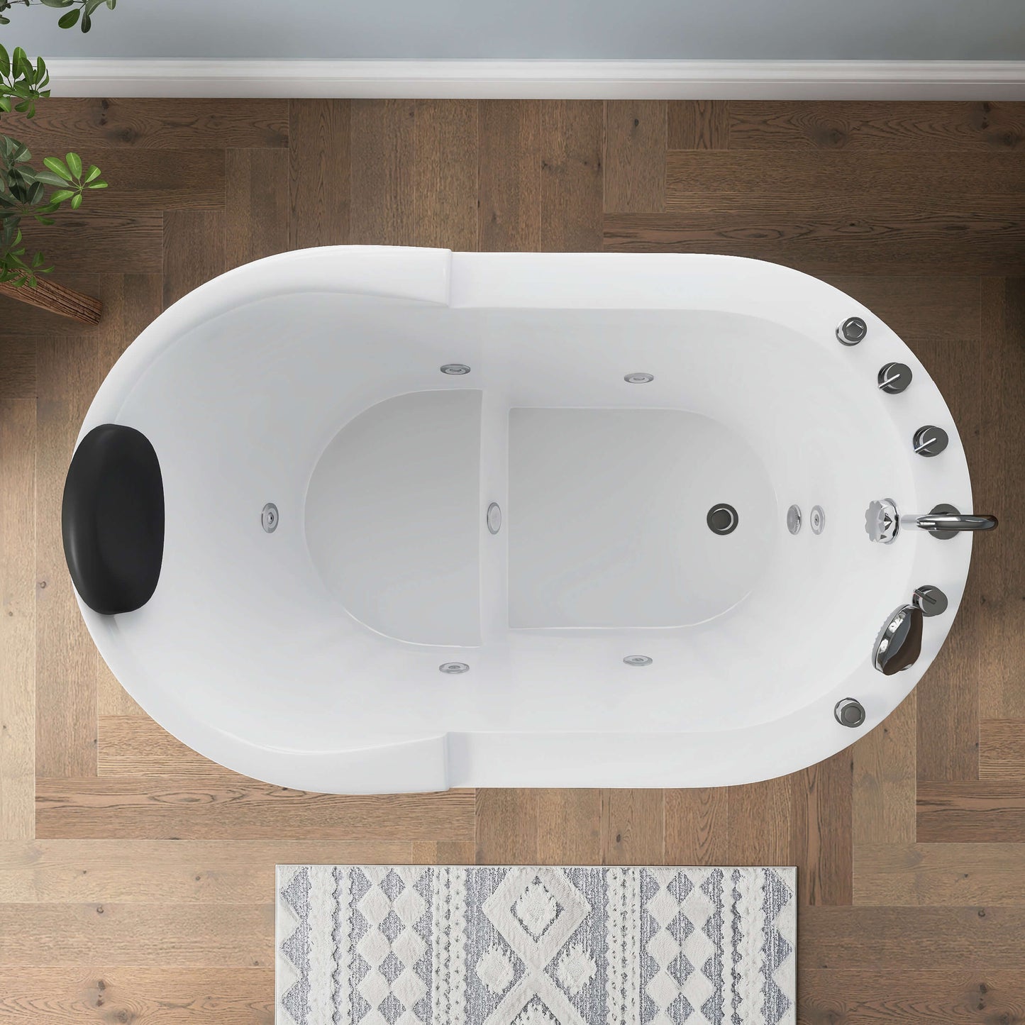 Medunjess 51'' Gleam Freestanding acrylic massage bathtub，6-nozzle massage