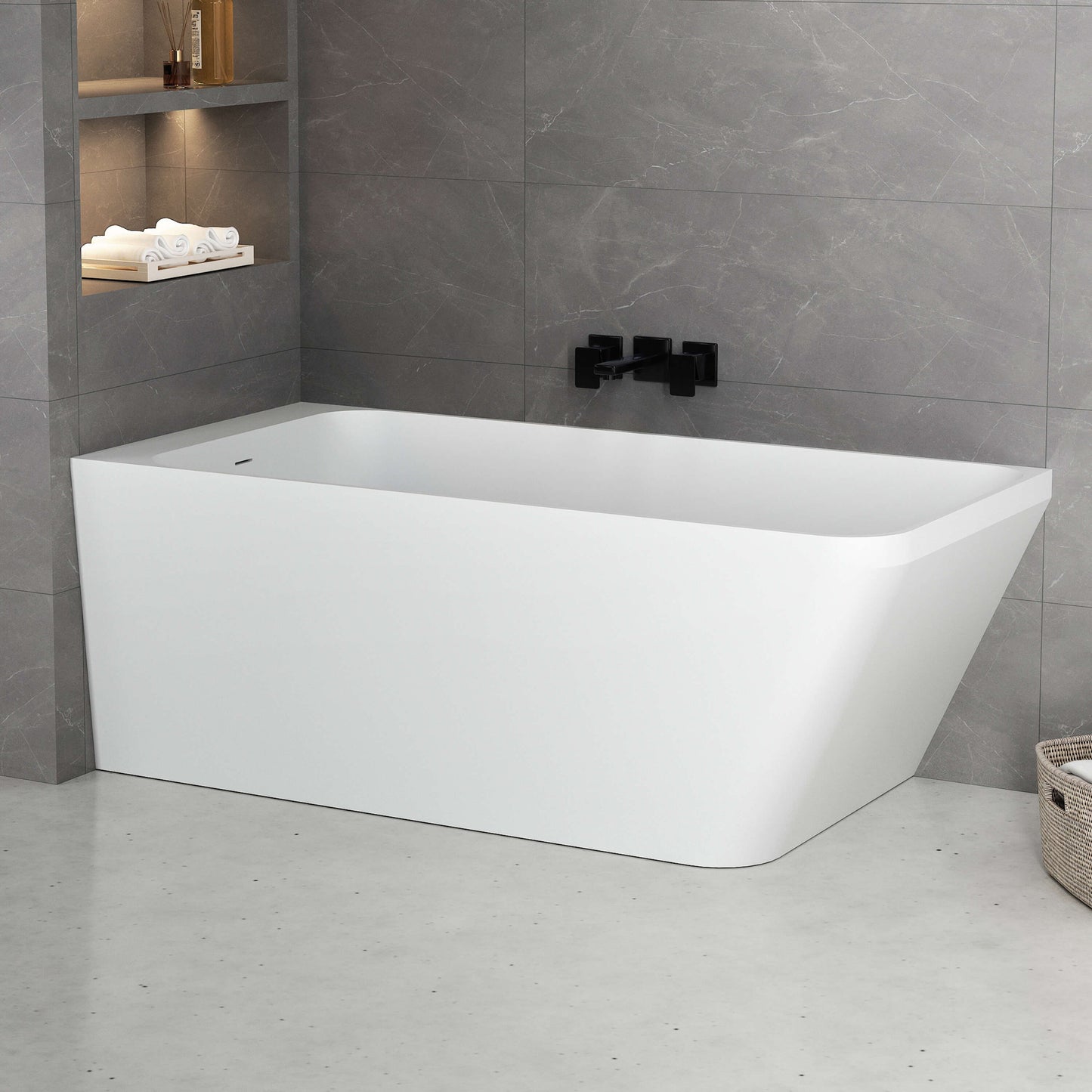 Medunjess 59'' Statura Freestanding Bathtub Solid Surface Stone