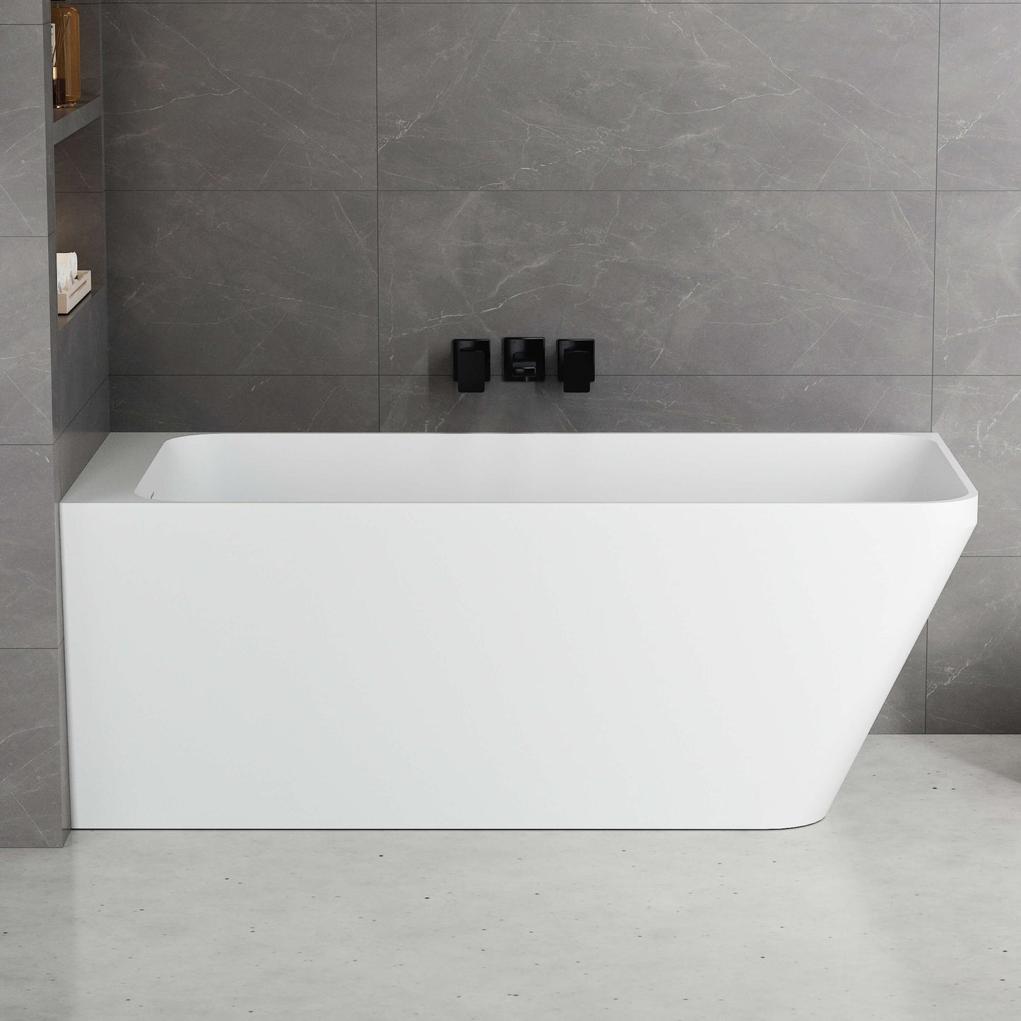 Medunjess 59'' Statura Freestanding Bathtub Solid Surface Stone