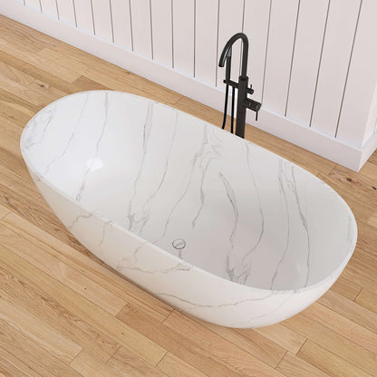 Medunjess 63'' Firmus Freestanding Bathtub Solid Surface Stone