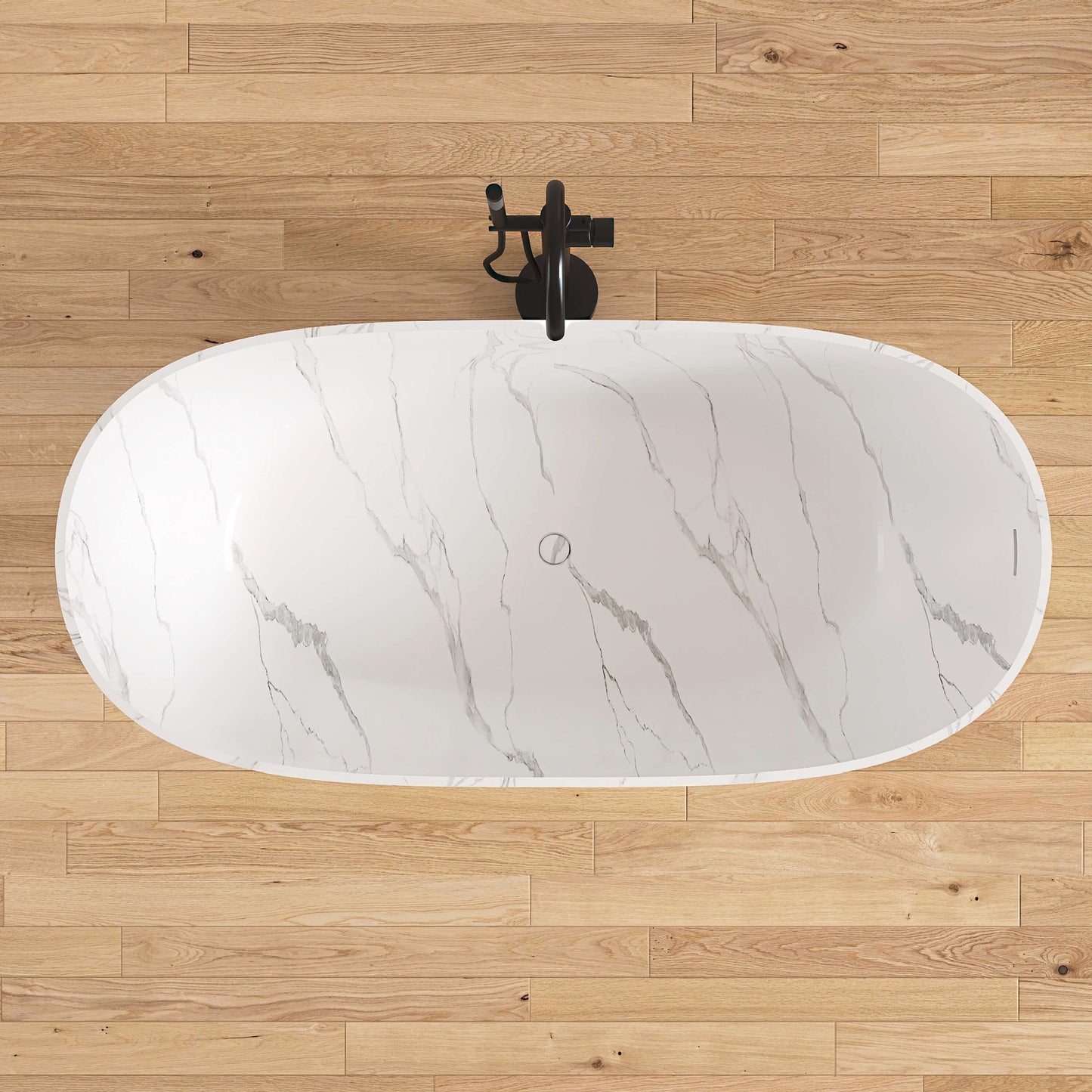 Medunjess 63'' Firmus Freestanding Bathtub Solid Surface Stone