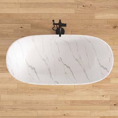 Medunjess 63'' Firmus Freestanding Bathtub Solid Surface Stone