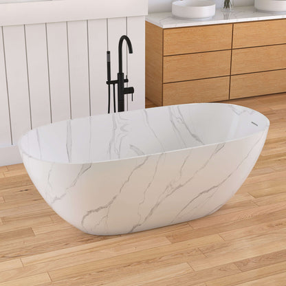 Medunjess 63'' Firmus Freestanding Bathtub Solid Surface Stone