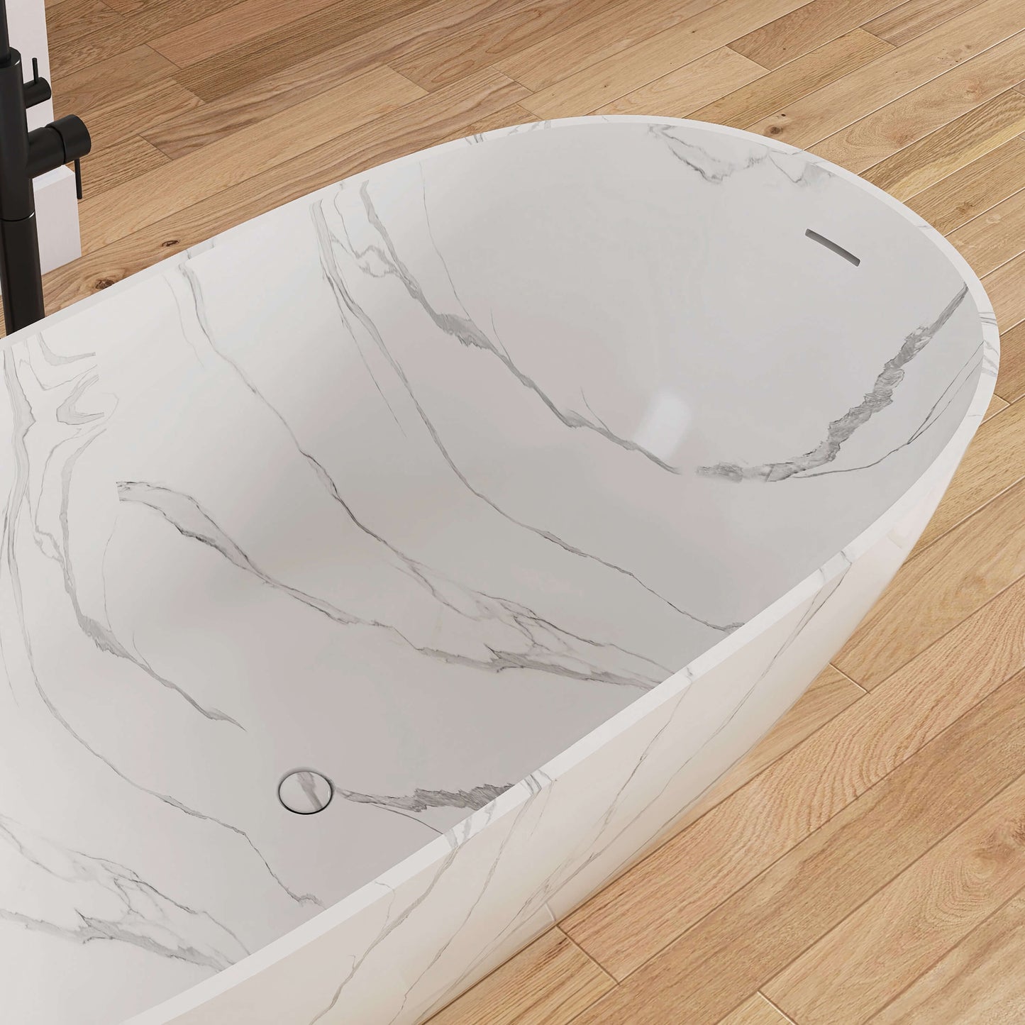 Medunjess 63'' Firmus Freestanding Bathtub Solid Surface Stone