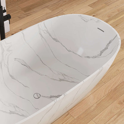 Medunjess 63'' Firmus Freestanding Bathtub Solid Surface Stone