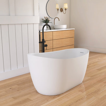 Medunjess 51" Oval Solid Surface Stone Freestanding Bathtub