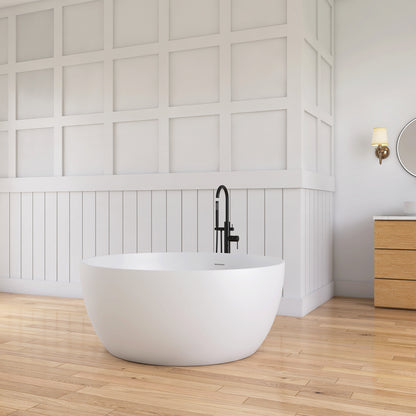 Medunjess 51" Round Solid Surface Stone Freestanding Bathtub