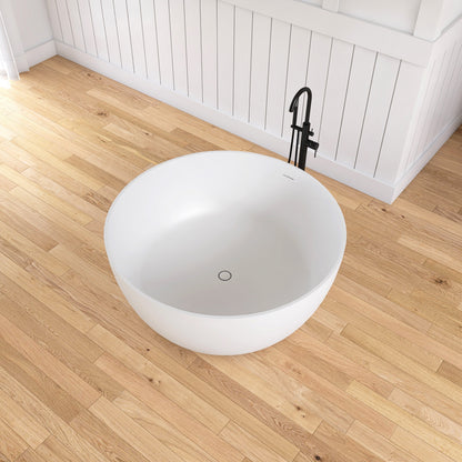 Medunjess 51" Round Solid Surface Stone Freestanding Bathtub