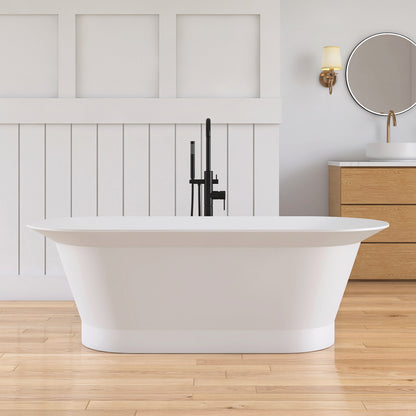 Medunjess 66'' Onyx Freestanding Tub Solid Surface Deep Soaking Bathtub