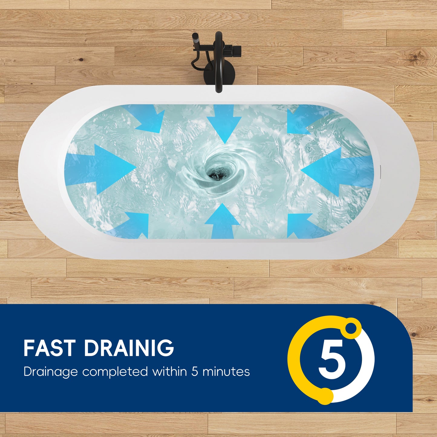 Medunjess 66'' Onyx Freestanding Tub Solid Surface Deep Soaking Bathtub