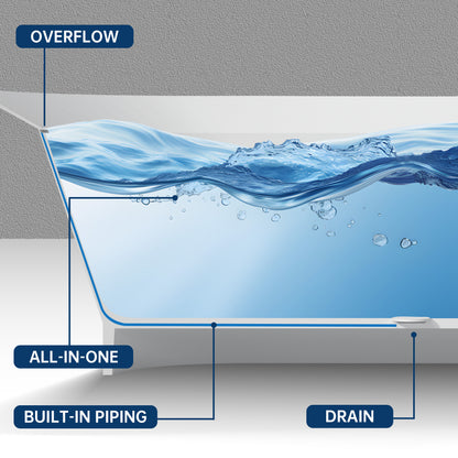 Medunjess 66'' Onyx Freestanding Tub Solid Surface Deep Soaking Bathtub