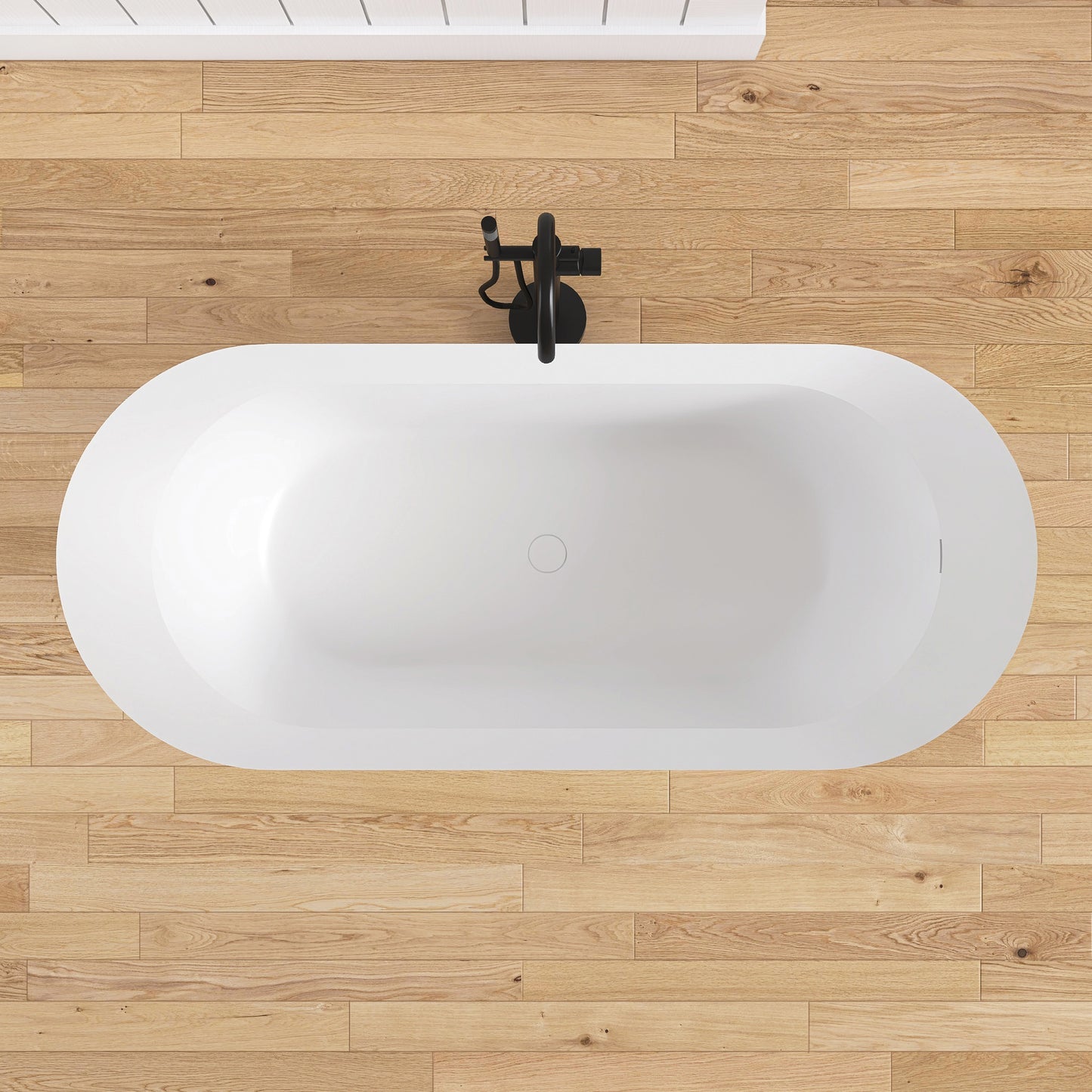 Medunjess 66'' Onyx Freestanding Tub Solid Surface Deep Soaking Bathtub