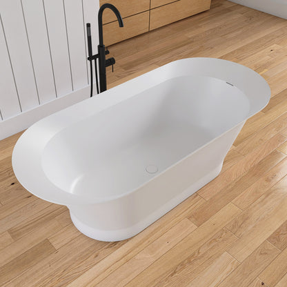 Medunjess 66'' Onyx Freestanding Tub Solid Surface Deep Soaking Bathtub
