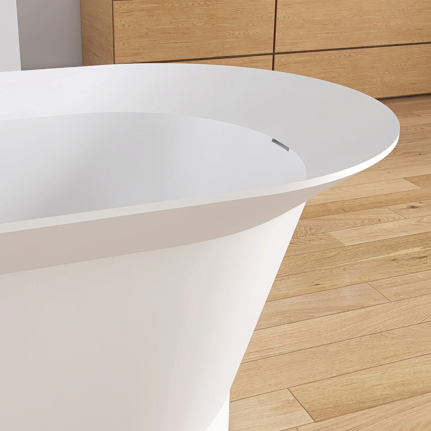 Medunjess 66'' Onyx Freestanding Tub Solid Surface Deep Soaking Bathtub