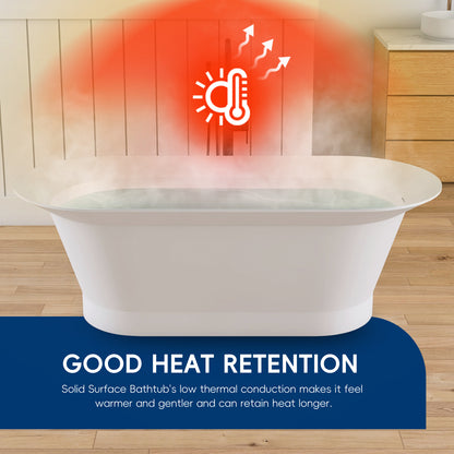 Medunjess 66'' Onyx Freestanding Tub Solid Surface Deep Soaking Bathtub