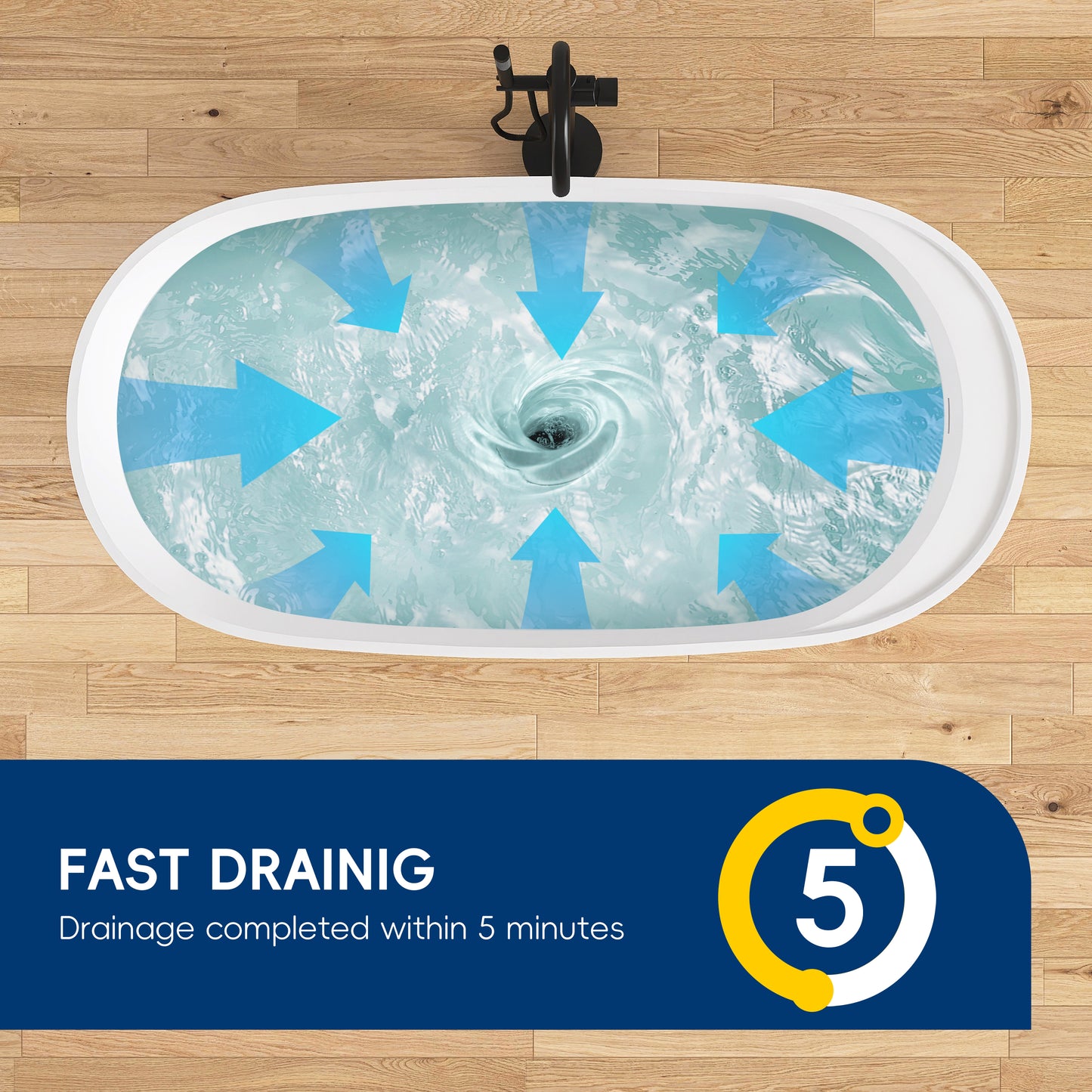 Medunjess 63'' Veloris Freestanding Tub Solid Surface Deep Soaking Bathtub