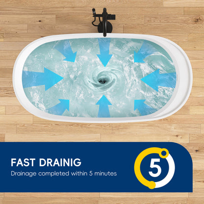 Medunjess 63'' Veloris Freestanding Tub Solid Surface Deep Soaking Bathtub