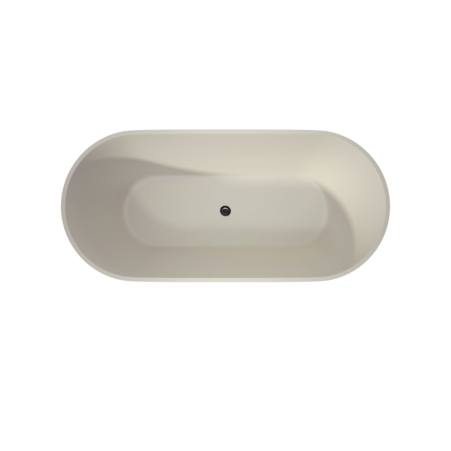 MEDUNJESS 65" Linen Travertine Solid Surface Freestanding Bathtub