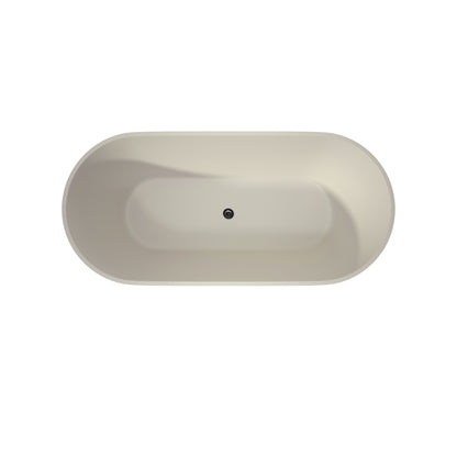 MEDUNJESS 65" Linen Travertine Solid Surface Freestanding Bathtub