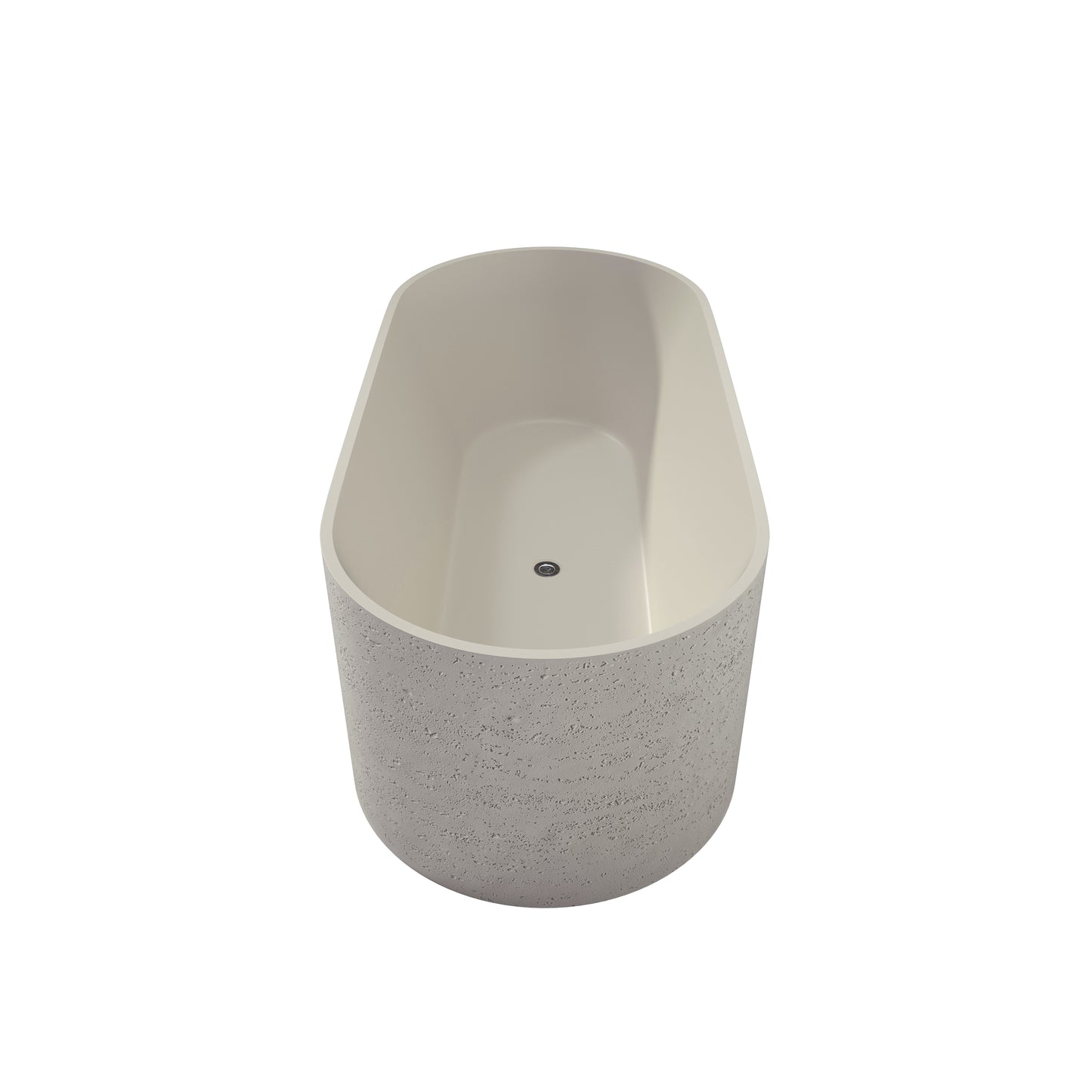 MEDUNJESS 65" Linen Travertine Solid Surface Freestanding Bathtub