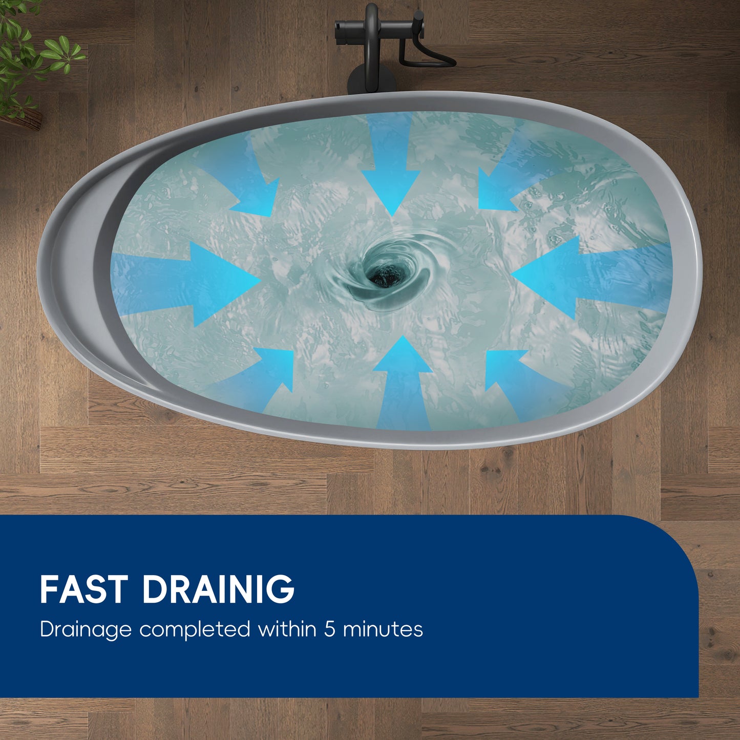 Medunjess 59" Solid Surface Freestanding Tub,Travertine-Texture Design Oval Stone Resin Bathtub Soaking Tub With Overflow