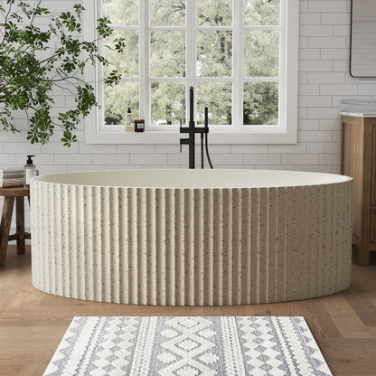 Medunjess Aethel 67" Freestanding Bathtub Solid Surface Soaking Tub