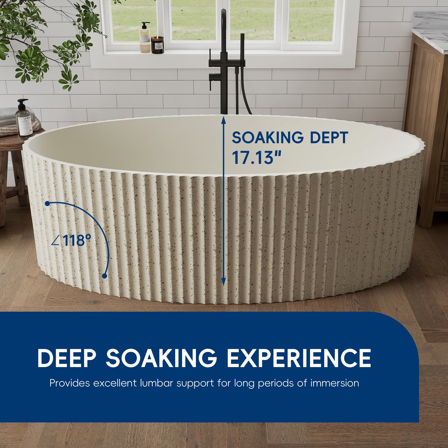 Medunjess Aethel 67" Freestanding Bathtub Solid Surface Soaking Tub