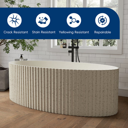 Medunjess Aethel 67" Freestanding Bathtub Solid Surface Soaking Tub
