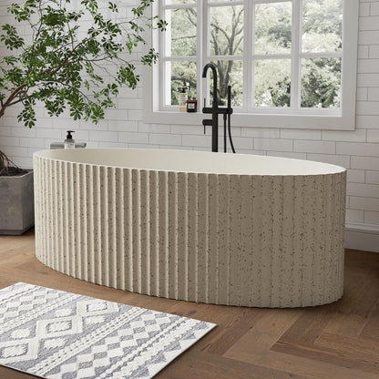 Medunjess Aethel 67" Freestanding Bathtub Solid Surface Soaking Tub