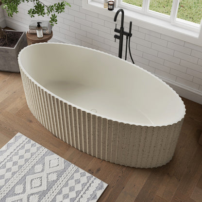 Medunjess Aethel 67" Freestanding Bathtub Solid Surface Soaking Tub