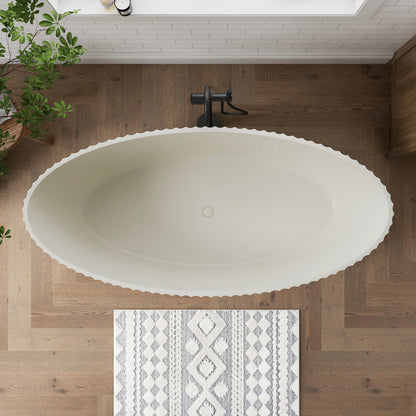 Medunjess Aethel 67" Freestanding Bathtub Solid Surface Soaking Tub