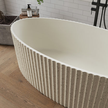 Medunjess Aethel 67" Freestanding Bathtub Solid Surface Soaking Tub