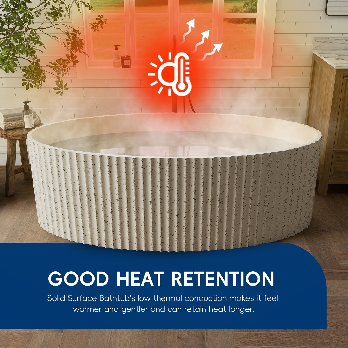 Medunjess Aethel 67" Freestanding Bathtub Solid Surface Soaking Tub