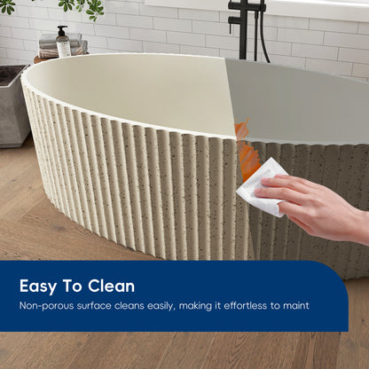Medunjess Aethel 67" Freestanding Bathtub Solid Surface Soaking Tub